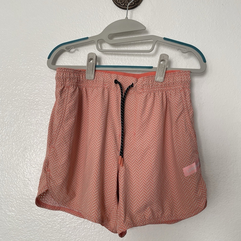 Legends Men's Luka Athletic Shorts Size Small Perforated Lined Orange Chevron S
